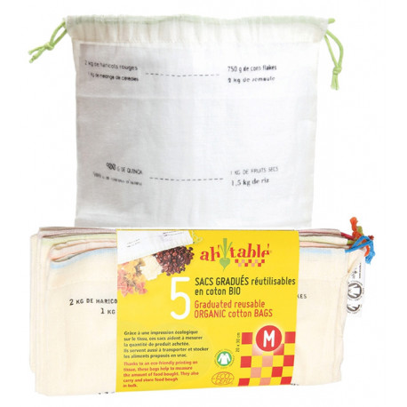 SACS Coton 20x30 Gradues Taille M AH TABLE Accessoires menagers