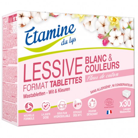LESSIVE ECOLOGIQUE Tablettes Blanc & Couleurs Claires -ETAMINE DU L