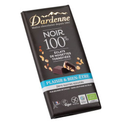 CHOCOLAT NOIR 100% Eclats Noisettes Torréfiées