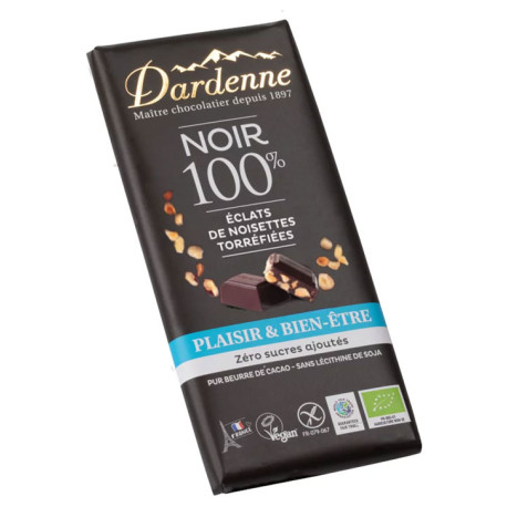 CHOCOLAT NOIR 100% Eclats Noisettes Torréfiées