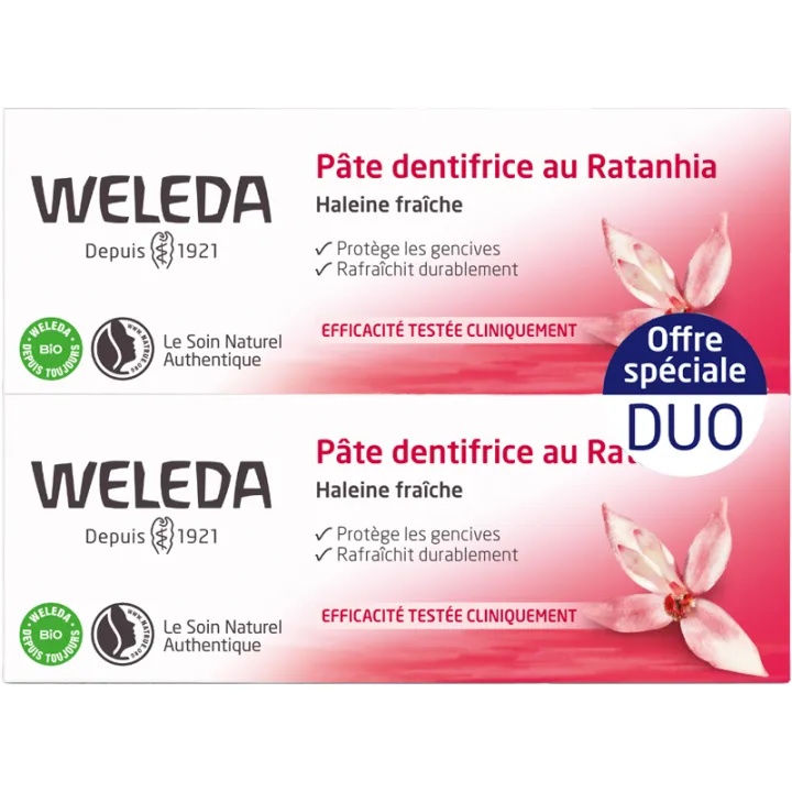 Weleda Dentifrice au Ratanhia Bio Lot de 2 x 75 ml