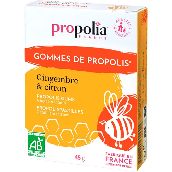 Propolia Gommes de Propolis Bio Gingembre & Citron - Boîte de 45 g