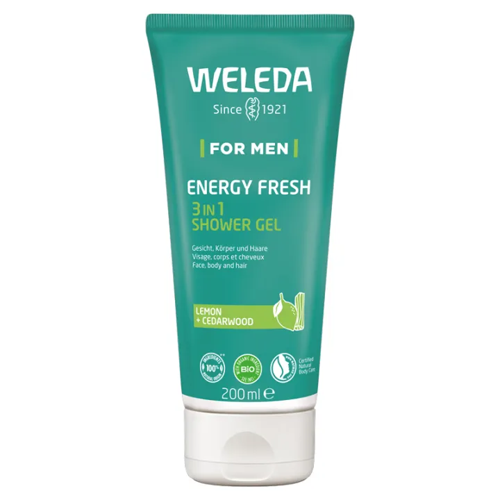 Weleda For Men Gel Douche 3-en-1 Energy Fresh Cèdre & Citron 200 ml