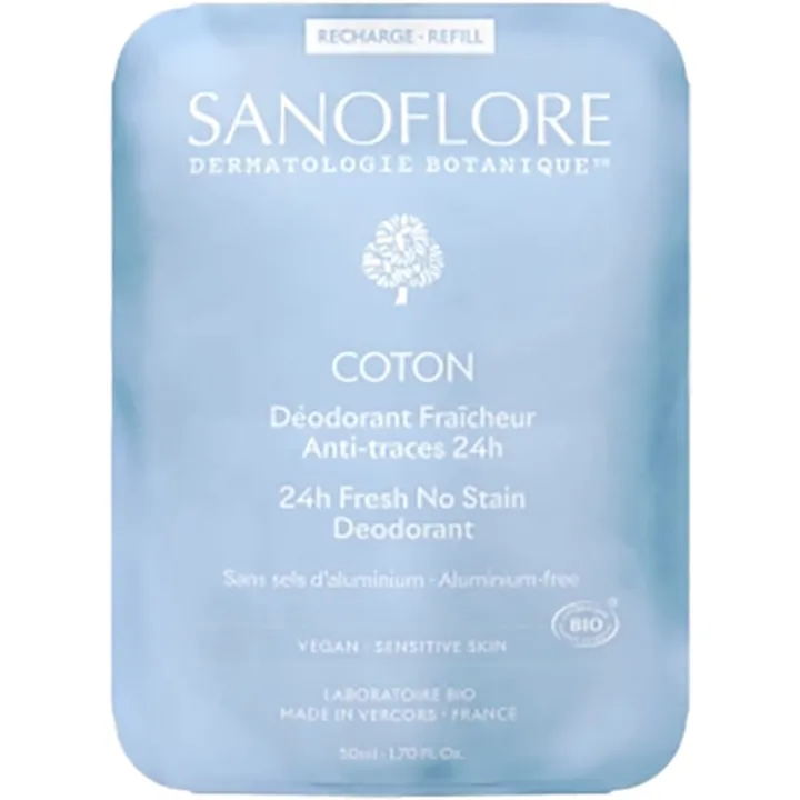 Sanoflore Déodorant Roll-On 24h Coton Bio Recharge 50 ml