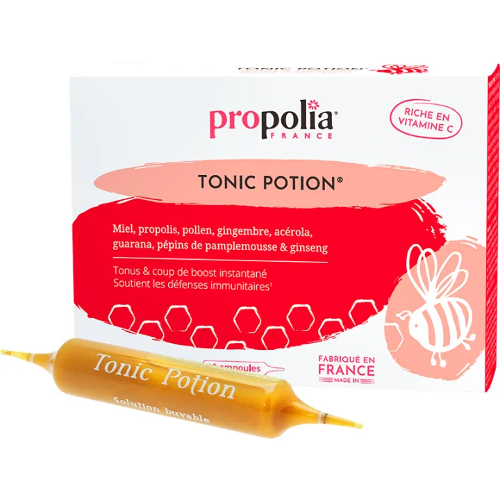 Propolia Tonic'Potion Tonus Propolis, Miel, Gingembre & Acérola - 10 ampoules
