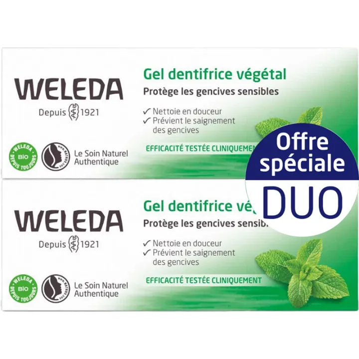 Weleda Gel Dentifrice Végétal Gencives Sensibles Lot de 2 x 75 ml