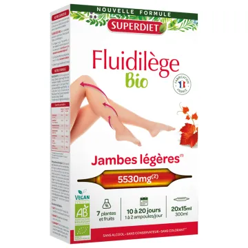 Superdiet Fluidilège Jambes Légères Bio 20 ampoules