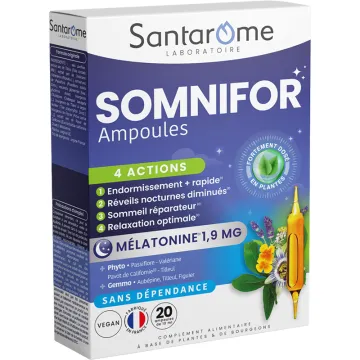 Santarome Somnifor 4 Actions Mélatonine 1,9 mg – 20 ampoules
