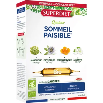 Superdiet Quatuor Sommeil Paisible Bio 20 ampoules