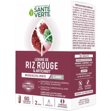 Levure de riz rouge et artichaut 60 comprimés – Santé Verte