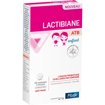 Lactibiane ATB Enfant Pileje Ferments Lactiques Goût Fraise 10 Comprimés à Croquer