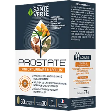 Prostate confort urinaire masculin 60 comprimés – Santé Verte
