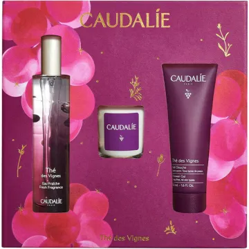 Caudalie Coffret Thé des Vignes - Eau Fraîche, Gel Douche et Bougie