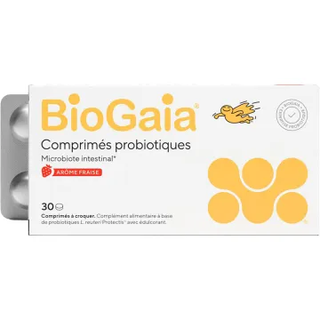 BioGaia Probiotiques L. reuteri Fraise 30 Comprimés à Croquer