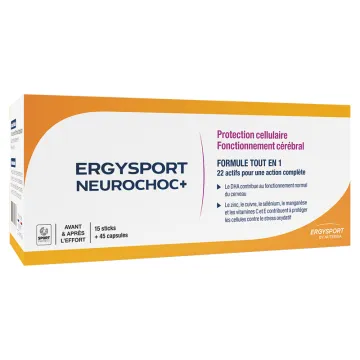 Nutergia ErgySport Neurochoc+ – Nutrition du sportif – 15 sticks + 45 capsules