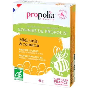 Propolia Gommes de Propolis Bio Miel, Romarin & Anis - Boîte de 45 g