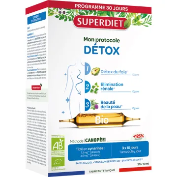 Superdiet Protocole Détox Bio 30 ampoules