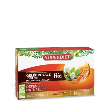 Superdiet Gelée Royale Miel Pollen Bio 20 ampoules