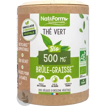 Nat & Form Thé Vert Bio 200 Gélules Végétales