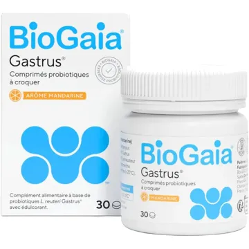 BioGaia Gastrus Probiotiques Mandarine 30 Comprimés à Croquer