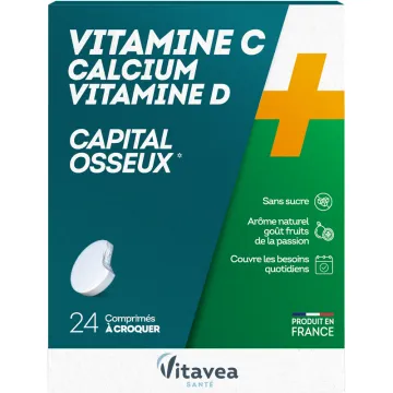 Vitavea Vitamine C + Calcium + Vitamine D Capital Osseux 24 comprimés à croquer