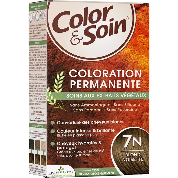 3 Chênes Color & Soin Coloration Permanente Cheveux Dorés 7N Blond Noisette - Kit