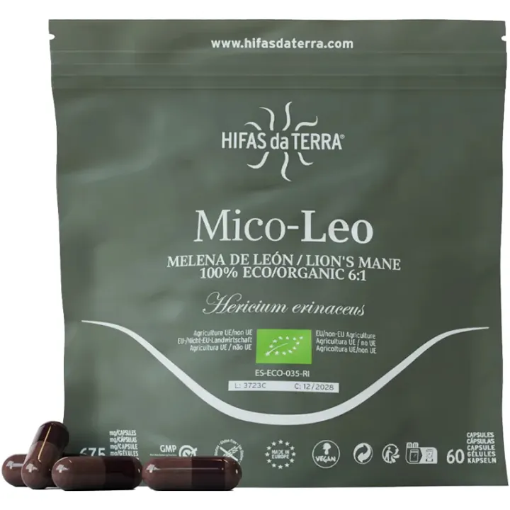 Hifas da Terra Mico-Leo Hericium Erinaceus Bio 70 Gélules