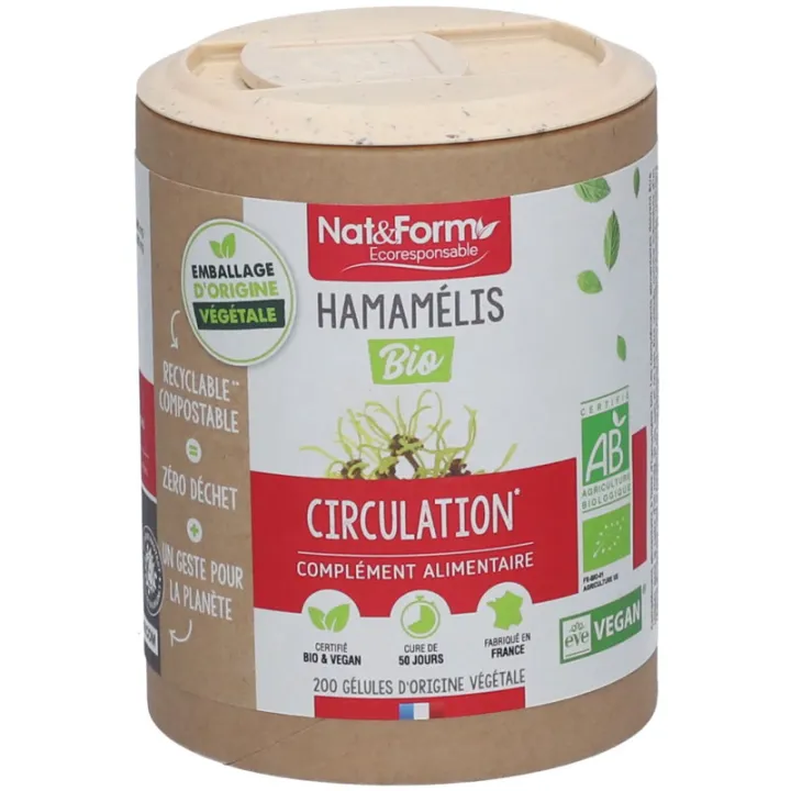 Nat & Form Hamamélis Bio 200 Gélules Végétales