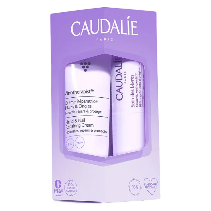 Caudalie Duo Hiver Vinotherapist Crème mains et Ongle + Soin des Lèvres