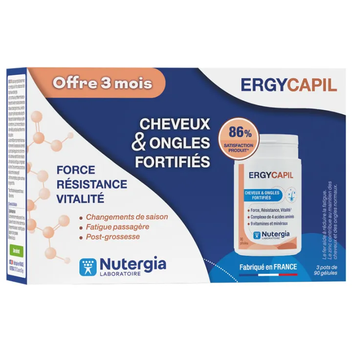  Ergycapil Nutergia Cheveux & Ongles Fortifiés 3x 90 gélules