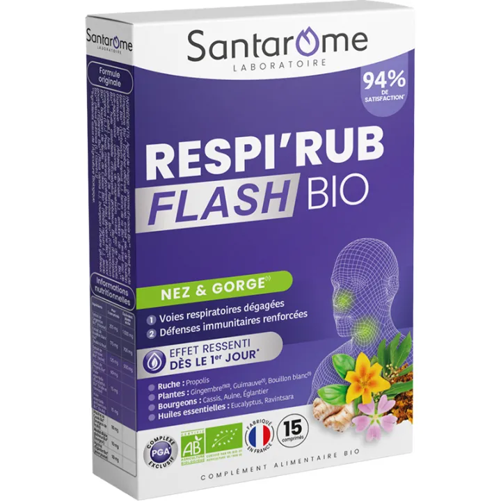 Santarome Respi'Rub Flash Bio – 15 comprimés