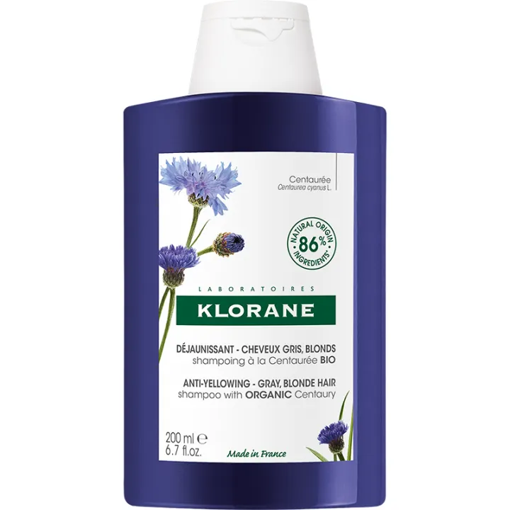 Klorane Déjaunissant Shampoing Neutralisateur à la Centaurée Bio 200 ml