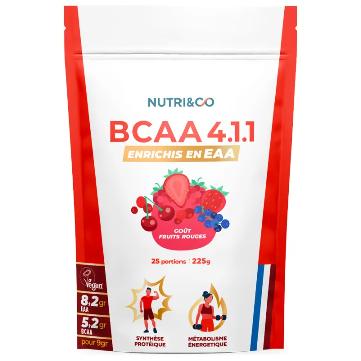 Nutri&Co BCAA 4.1.1 Enrichis en EAA Fruits Rouges 225 g