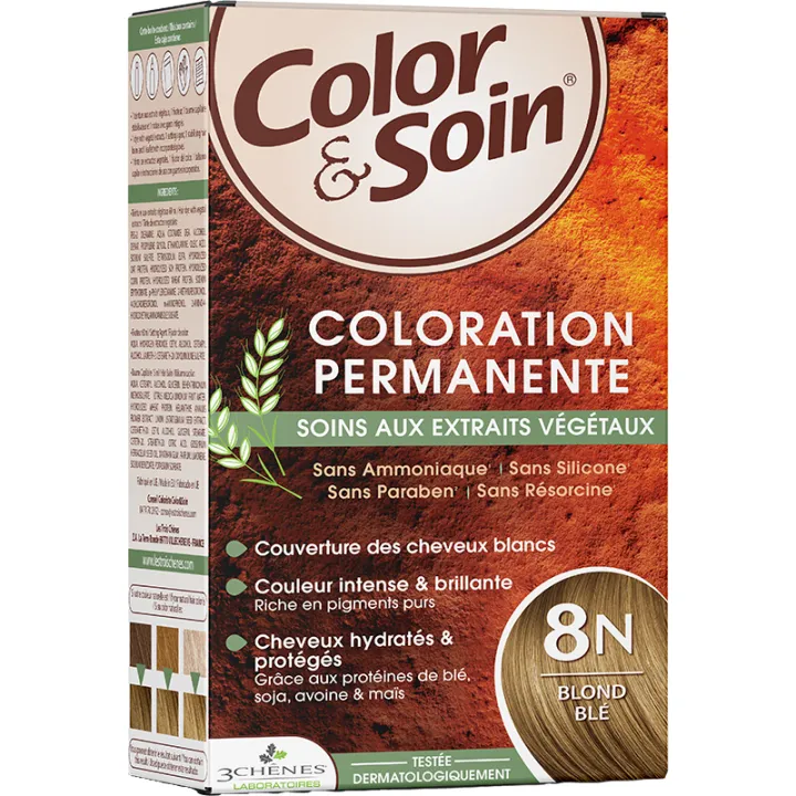 3 Chênes Color & Soin Coloration Permanente Cheveux Blonds 8N Blond Blé