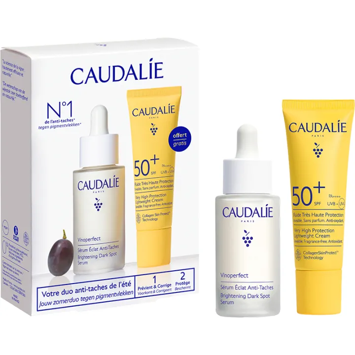 Caudalie Vinoperfect Coffret Sérum Éclat 30 ml + Vinosun SPF50+ 20 ml