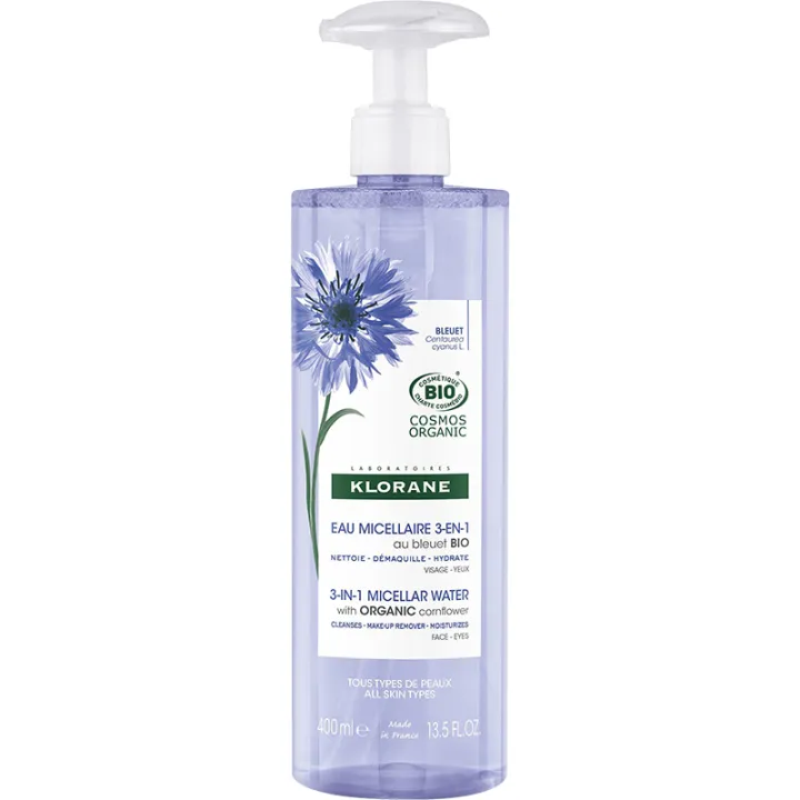 Klorane Bleuet Eau Micellaire 3-en-1 Bio 400 ml