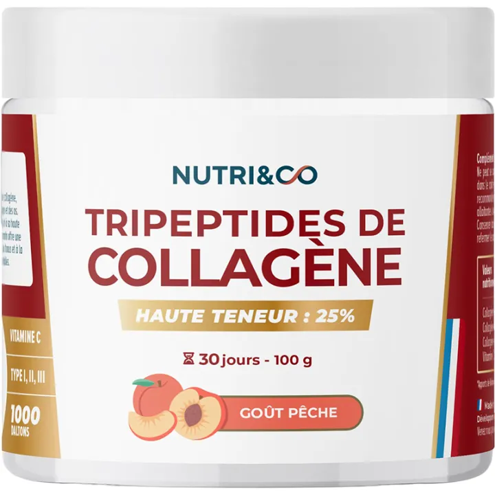Nutri&Co Tripeptides de Collagène Premium 1000 Daltons Pêche 100 g