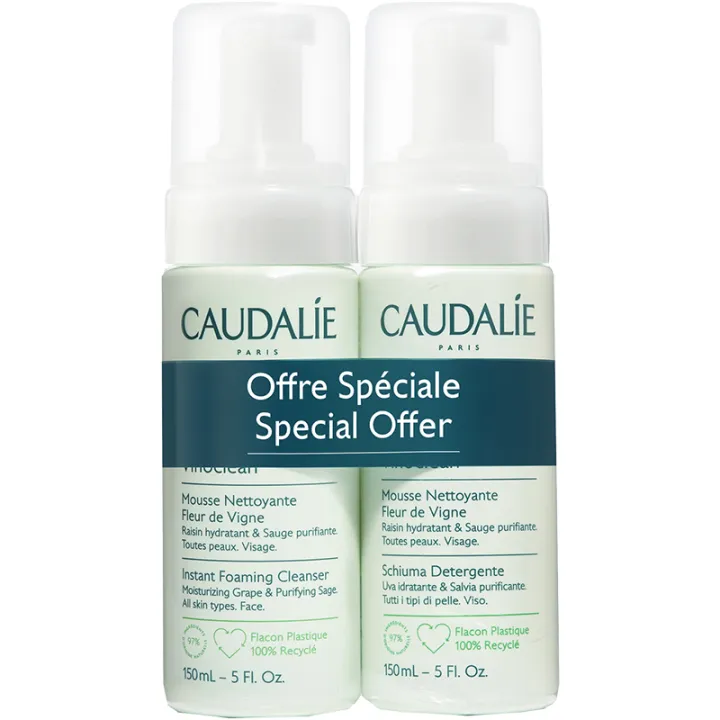 Caudalie Vinoclean Mousse Nettoyante Fleur de Vigne - Lot de 2 x 150 ml