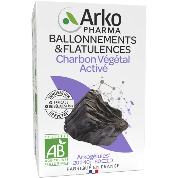 Arkopharma Arkogélules Charbon Végétal Activé Bio Confort Digestif 80 gélules