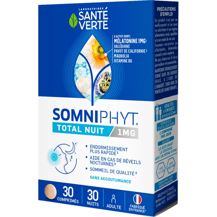 Somniphyt Total Nuit mélatonine 1 mg 30 comprimés – Santé Verte