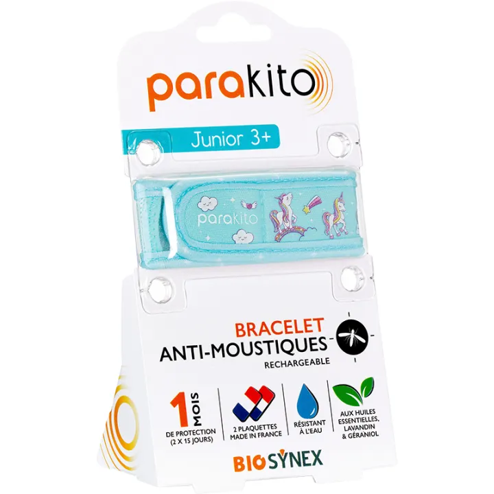 Parakito Bracelet Anti-Moustiques Rechargeable Junior 3+ - Motif Licorne