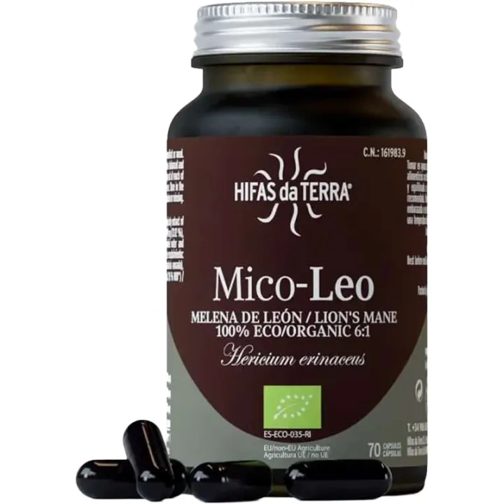 Hifas da Terra Mico-Leo Hericium Erinaceus Bio Recharge 60 Gélules
