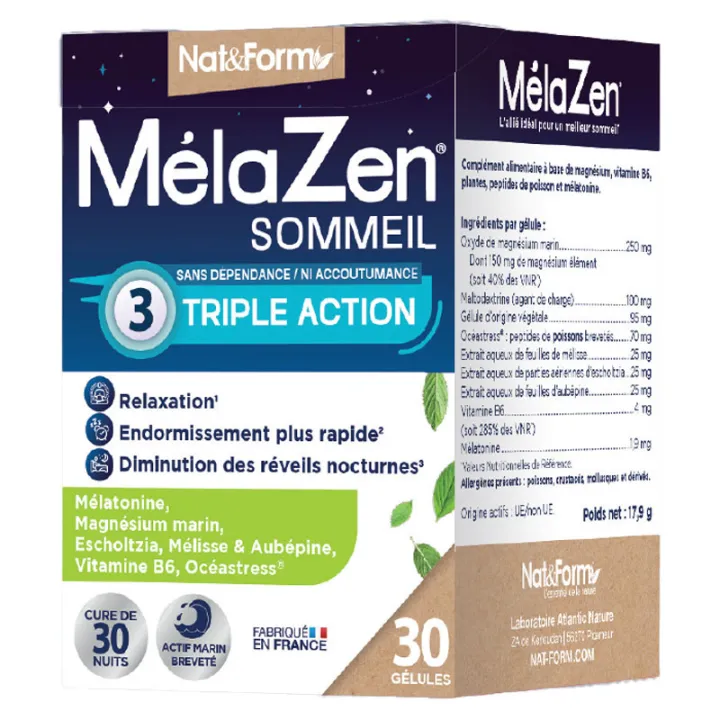 Nat & Form Melazen Sommeil 30 Gélules
