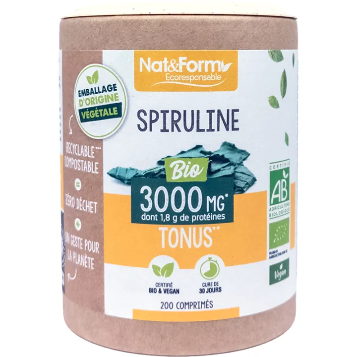Spiruline Bio 200 comprimés Nat & Form