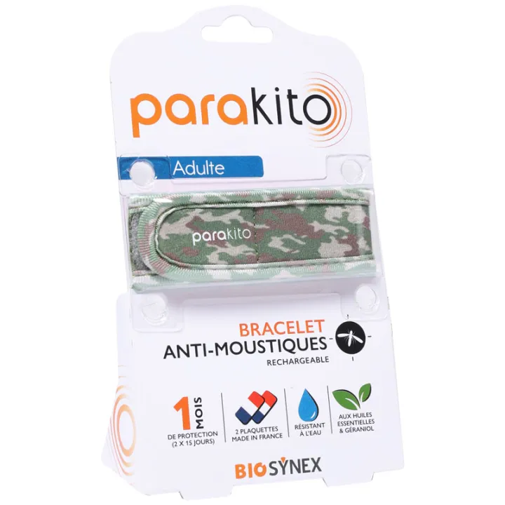 Parakito Bracelet Anti-Moustiques Rechargeable Adulte - Motif Camouflage