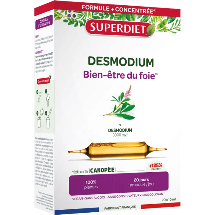 Superdiet Desmodium Bien-Être du Foie 20 ampoules 200 ml