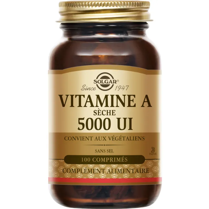 Solgar Vitamine A sèche 5000 UI 100 comprimés