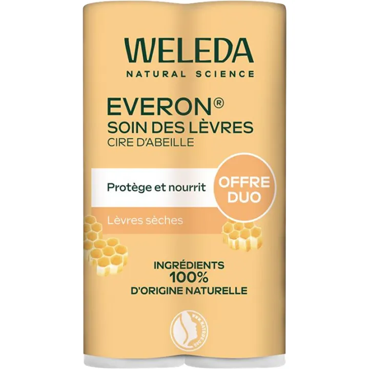 Weleda Everon Soin des Lèvres Bio Stick 4,8 g - Lot de 2