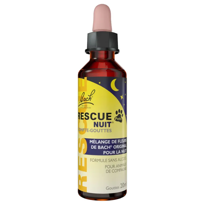 Rescue Pets Nuit Fleurs de Bach pour Chiens et Chats - Sans alcool - 20 ml