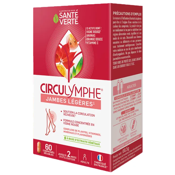 Santé Verte Circulymphe Jambes Légères 60 comprimés